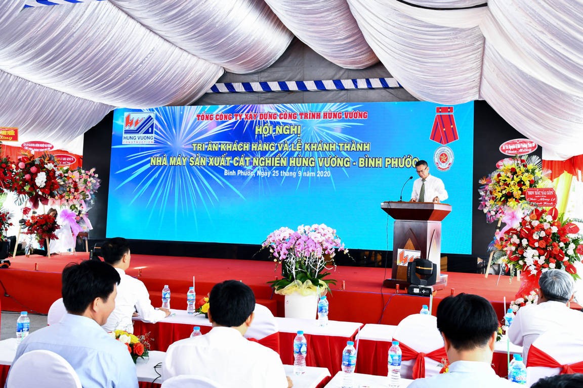 CÔNG TY HÙNG VƯƠNG TỔ CHỨC HỘI THẢO KỸ THẬT “VỀ CÁT NGHIỀN TRONG XÂY DỰNG VÀ BÊ TÔNG” VÀ LỄ KHÁNH THÀNH NHÀ MÁY SẢN XUẤT CÁT NGHIỀN HÙNG VƯƠNG – BÌNH PHƯỚC HVCO hoinghi khanhthanh nm catnghien binhphuoc2