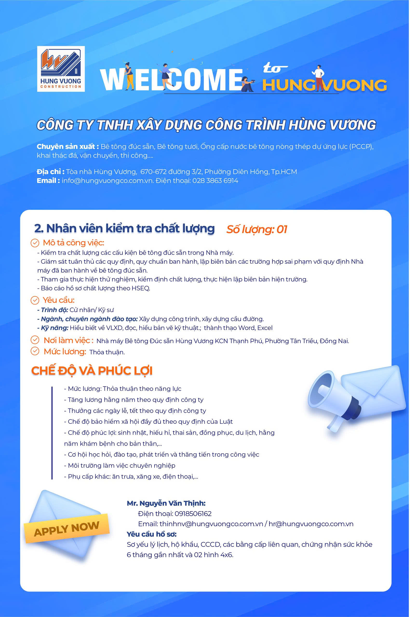 Công ty XDCT Hùng Vương thông báo tuyển dụng tuyen dung 2