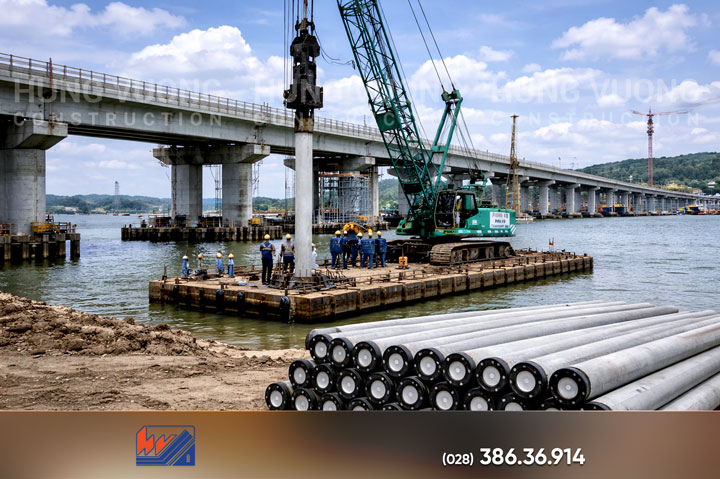 Cọc bê tông ly tâm dự ứng lực: Giải pháp nền móng bền vững Cọc bê tông ly tâm sử dụng trong cầu đường