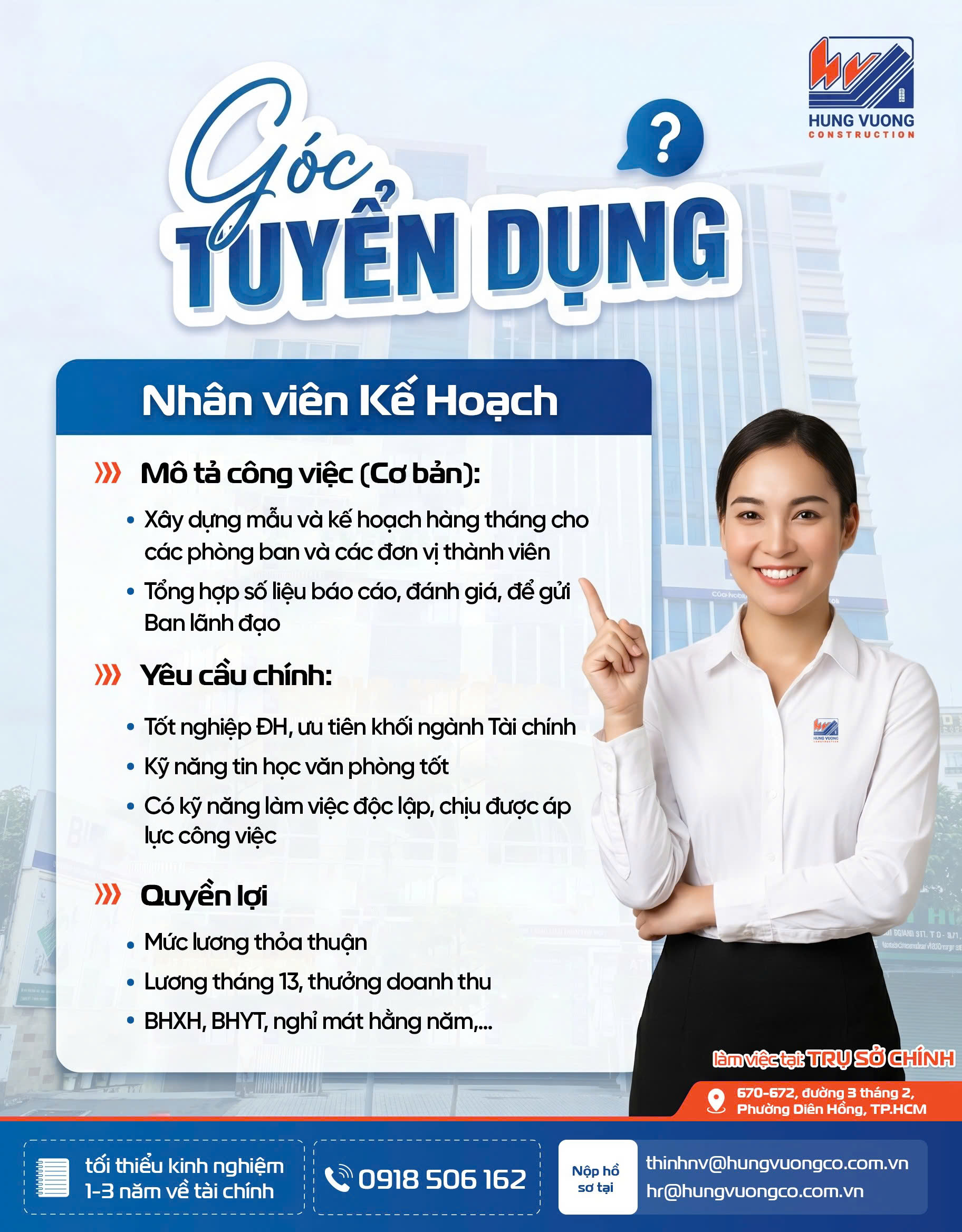 HÙNG VƯƠNG CONSTRUCTION TUYỂN DỤNG tuyen dung