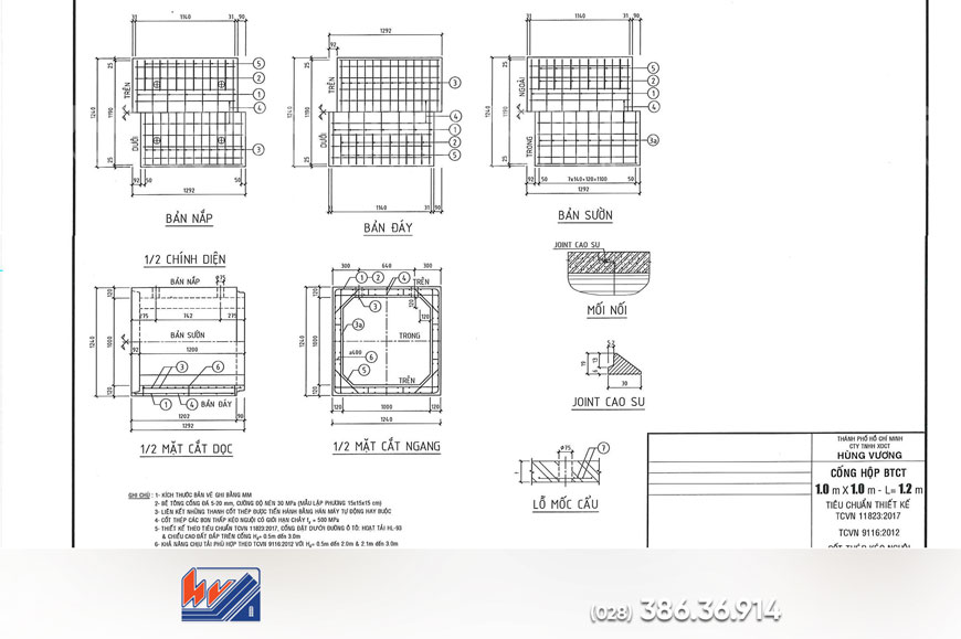 Cống Hộp 1000x1000 BTCT Đúc Sẵn – Báo Giá Mới Nhất 2026 Bản vẽ kỹ thuật cống hộp BTCT đúc sẵn 1000x1000