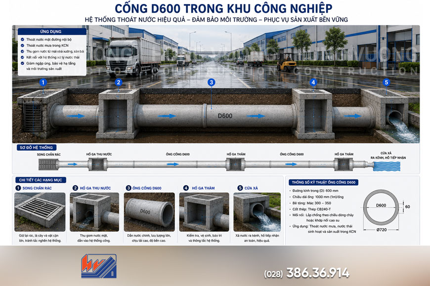 Cống Tròn D600 Cho Công Trình Hạ Tầng Và Đô Thị Cống D600 cho hệ thống thoát nước khu công nghiệp