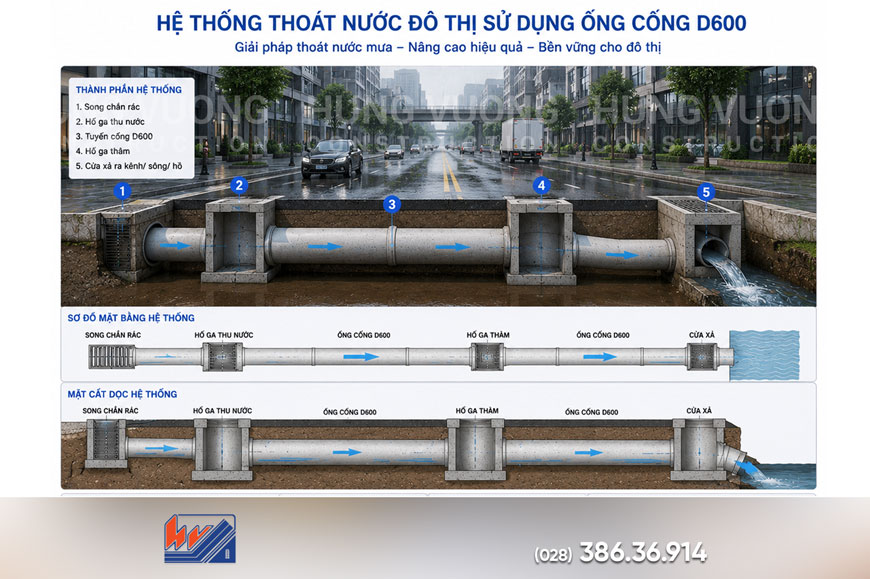 Cống Tròn D600 Cho Công Trình Hạ Tầng Và Đô Thị Cống D600 trong hệ thống thoát nước đô thị hiện đại