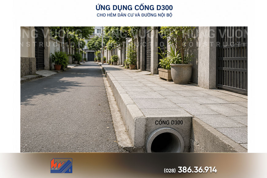 Cống Tròn D300 Phù Hợp Cho Công Trình Nào? Thi công lắp đặt cống D300 tại công trình dân dụng