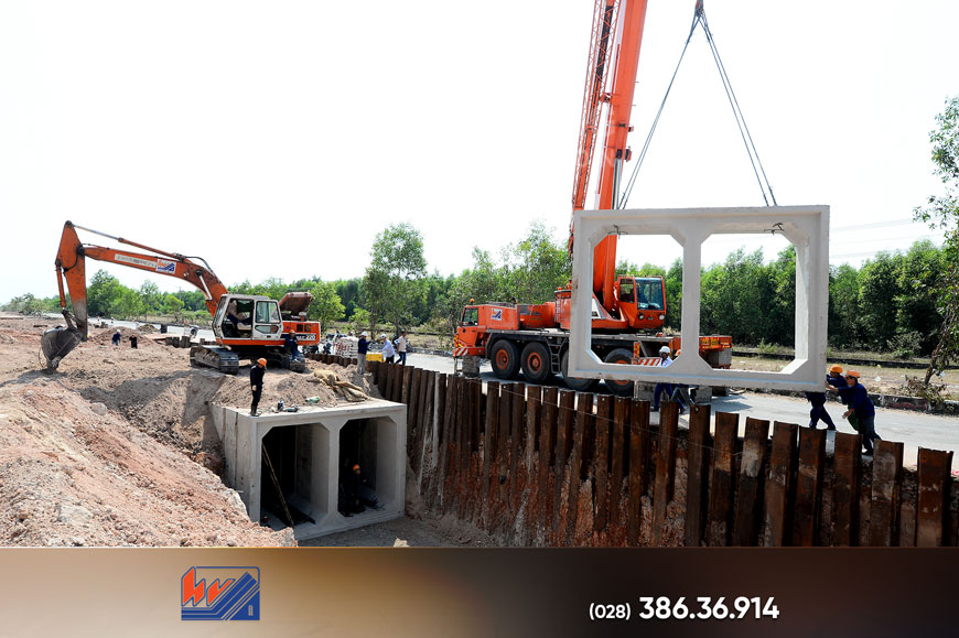 Giá cống hộp 2000x2000 mới nhất 2026 tại Hùng Vương Lắp đặt cống hộp 2m x 2m tại công trường
